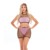 Pink Lipstick Crave You Large Fishnet Cami Top & Skirt, Bandeau Top & Panty Pink O/S