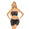 Pink Lipstick Checkered Up Bandeau Bra & Skirt Black O/S