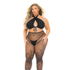 Pink Lipstick Gives You Hell Halter Bra, Pantyhose & G-String Black QN
