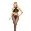 Pink Lipstick Gives You Hell Halter Bra, Pantyhose & G-String Black O/S