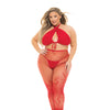 Pink Lipstick Gives You Hell Halter Bra, Pantyhose & G-String Red QN