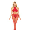 Pink Lipstick Gives You Hell Halter Bra, Pantyhose & G-String Red O/S