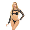 Pink Lipstick Shrug Life Bra, G-String & Shrug Black O/S