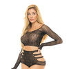 Pink Lipstick Back Me Up Top & High Waist Panty Black O/S