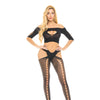 Pink Lipstick All Slashed Out Top, G-String & Pantyhose Black O/S