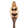 Pink Lipstick Come to Me Bra, Garter Belt & G-String Black S/M