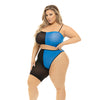 Pink Lipstick Block You Out Bandeau & Bottom Black/Blue QN