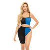 Pink Lipstick Block You Out Bandeau & Bottom Black/Blue O/S