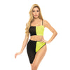 Pink Lipstick Block You Out Bandeau & Bottom Black/Yellow O/S
