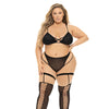 Pink Lipstick Want You Now Bra, Panty & Stockings Black QN