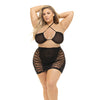 Pink Lipstick Hold On Tight Halter Bra & Skirt Black QN