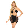 Pink Lipstick Hold On Tight Halter Bra & Skirt Black O/S