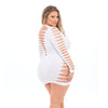 Pink Lipstick Bold Babe Long Sleeve Dress (Fits up to 3X) White QN