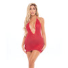 Pink Lipstick Love Bite Plunge Halter Dress Red O/S