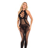 Pink Lipstick On Rails Footless Bodystocking Black S/M