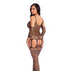 Pink Lipstick In My Head Net Bodystocking Black O/S