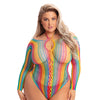 Pink Lipstick More Color Long Sleeve Bodysuit Rainbow QN