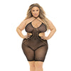 Pink Lipstick Fill Me In Bodystocking Black QN