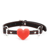 Plesur Heart Ball Gag w/Red Hearts - Black