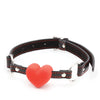 Plesur Heart Ball Gag w/Red Hearts - Black