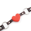 Plesur Heart Ball Gag w/Red Hearts - Black