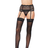 Silicone Lace Top Thigh High Black O/S