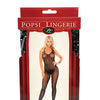 Rhinestone Fishnet Halter Top Bodystocking Black O/S
