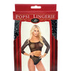 Rhinestone Crop top w/High Waist Panty Black O/S