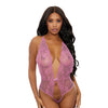 Sheer Lace Open Teddy Pink O/S