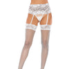 Lace Trim Garter Pantyhose White O/S