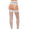 Lace Trim Garter Pantyhose White O/S