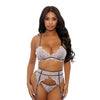 Floral Lace Bra, Cage Garter Belt & G-String Dusty Pink MD