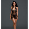 Sheer Lace Chemise w/G-String - Black