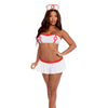 4 pc Nurse Strapless Tie Back Bra, Skirt, Panty & Cap White O/S