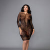 Seamless Fishnet & Lace Versatile Chemise Black QN