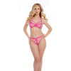 Underwire Stretch Strappy Halter Bra & G-String Hot Pink O/S