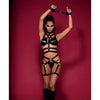 Fetish Strappy Bralette, Garter Belt & Restraint Cuffs Black O/S