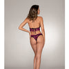 Stretch Lace Halter Bralette & Thong w/Gold Chains Plum O/S