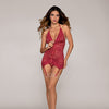 OS	Stretch Lace Garter Slip & G-String - Garnet