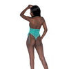 Simply Sexy Stretch Lace Halter Teddy w/Adjustable Ribbon for Side Ruching Ocean O/S