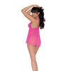 Simply Sexy Scalloped Stretch Lace & Mesh Halter T-Back Babydoll Paradise Pink O/S