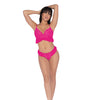 Simply Sexy Stretch Lace & Mesh Bralette & Thong w/Ruffle Detail Paradise Pink O/S