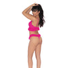 Simply Sexy Stretch Lace & Mesh Bralette & Thong w/Ruffle Detail Paradise Pink O/S