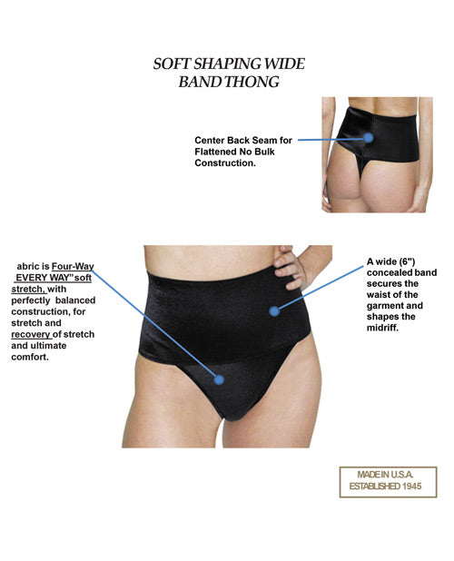 Rago Shapewear Soft Wide Band Thong Shaper Black XL