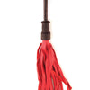 Rouge Leather Riding Crop w/Rounded Wooden Handle - Red