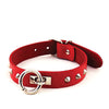 Rouge Leather O Ring Studded Collar - Red