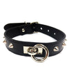 Rouge Leather O Ring Studded Collar - Black