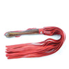 Rouge Leather Flogger w/Wooden Handle - Red