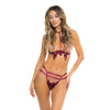 Rene Rofe I Like it Rough Harness & Strappy G-String Burgundy S/M