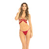 Rene Rofe Danger Zone Open Cup Bralette & G-String Red S/M